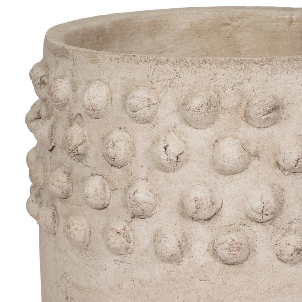 Decorative Flower Planter | Half Bubbled Weathered Ivory Terracotta