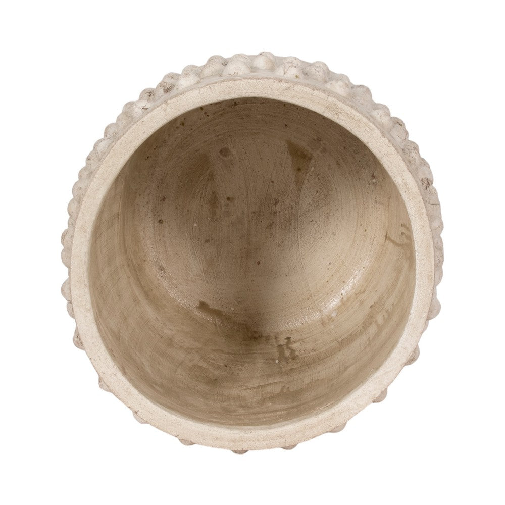 Decorative Flower Planter | Half Bubbled Weathered Ivory Terracotta SBH-20335-02