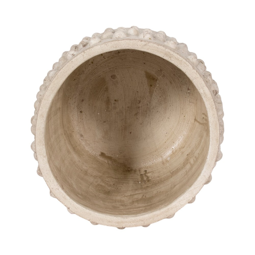 Decorative Flower Planter | Half Bubbled Weathered Ivory Terracotta