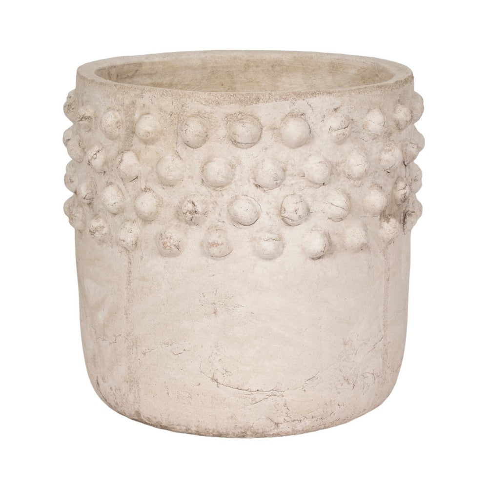 Decorative Flower Planter | Half Bubbled Weathered Ivory Terracotta SBH-20335-02
