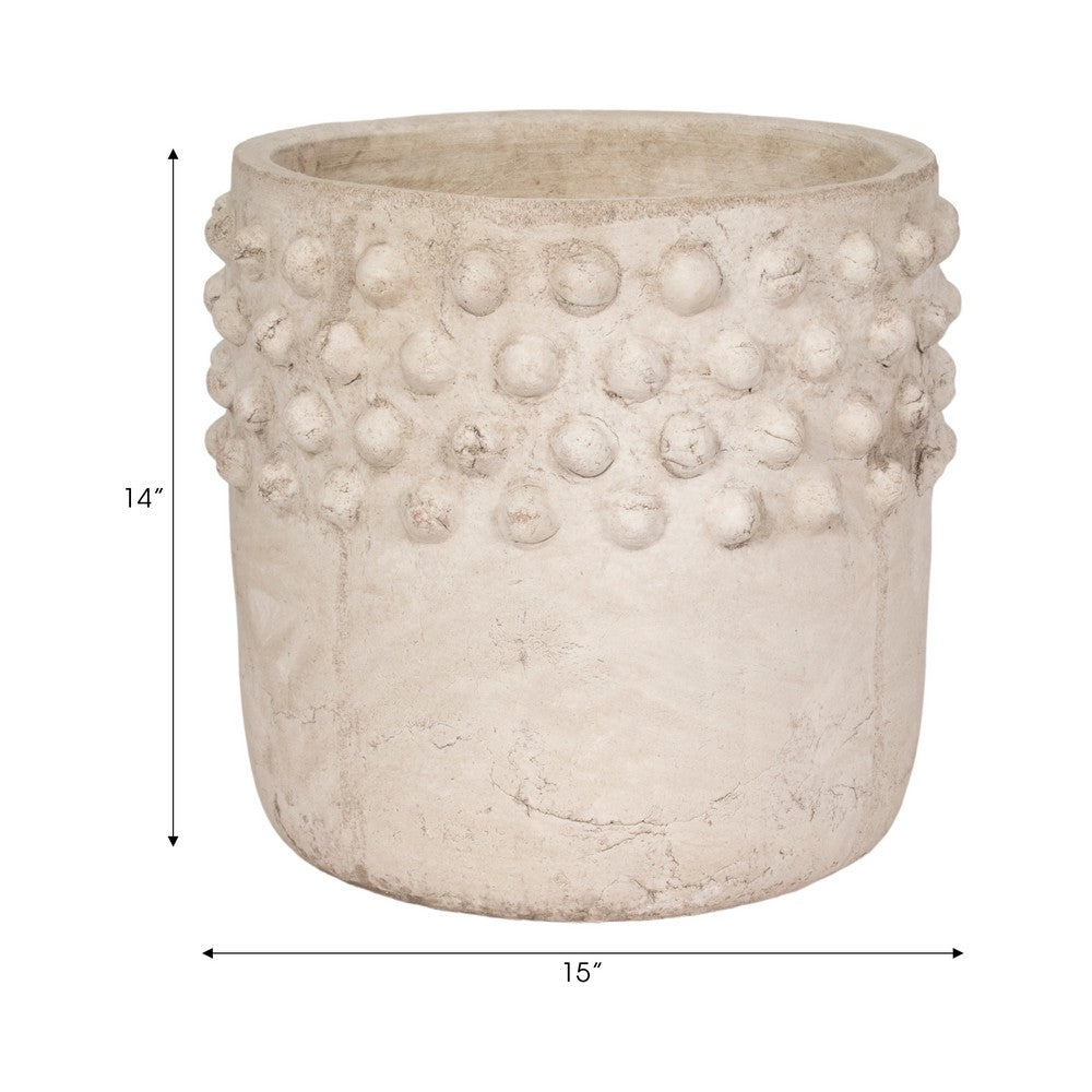 Decorative Flower Planter | Half Bubbled Weathered Ivory Terracotta