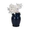 Urn Vase w Ear Handles | Ribbed Texture | Navy Blue Terracotta 7"