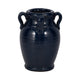 Urn Vase w Ear Handles | Ribbed Texture | Navy Blue Terracotta 7"