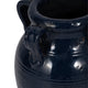 Urn Vase w Ear Handles | Ribbed Texture | Navy Blue Terracotta 7"