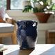 Urn Vase w Ear Handles | Ribbed Texture | Navy Blue Terracotta 7"