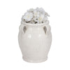 Porus Decorative Vase with Side Handles | White Crackle Terracotta 10"