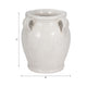 Porus Decorative Vase with Side Handles | White Crackle Terracotta 10"