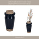 Decorative Flower Vase w 2 Squared Handles | 11" Glazed Navy Blue