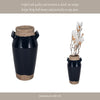 Decorative Flower Vase w 2 Squared Handles | 11" Glazed Navy Blue
