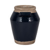 Decorative Flower Vase w 2 Squared Handles | 11" Glazed Navy Blue