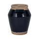 Decorative Flower Vase w 2 Squared Handles | 11" Glazed Navy Blue