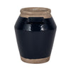 Decorative Flower Vase w 2 Squared Handles | 11" Glazed Navy Blue