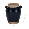 Decorative Flower Vase w 2 Squared Handles | 11" Glazed Navy Blue