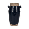 Jaxy Decorative Vase | Squared Side Handle | Navy Blue-Tan Terracotta 14"