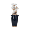Jaxy Decorative Vase | Squared Side Handle | Navy Blue-Tan Terracotta 14"