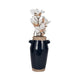 Jaxy Decorative Vase | Squared Side Handle | Navy Blue-Tan Terracotta 14"