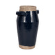 Jaxy Decorative Vase | Squared Side Handle | Navy Blue-Tan Terracotta 14"