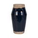 Jaxy Decorative Vase | Squared Side Handle | Navy Blue-Tan Terracotta 14"
