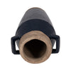 Jaxy Decorative Vase | Squared Side Handle | Navy Blue-Tan Terracotta 14"