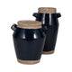 Jaxy Decorative Vase | Squared Side Handle | Navy Blue-Tan Terracotta 14"