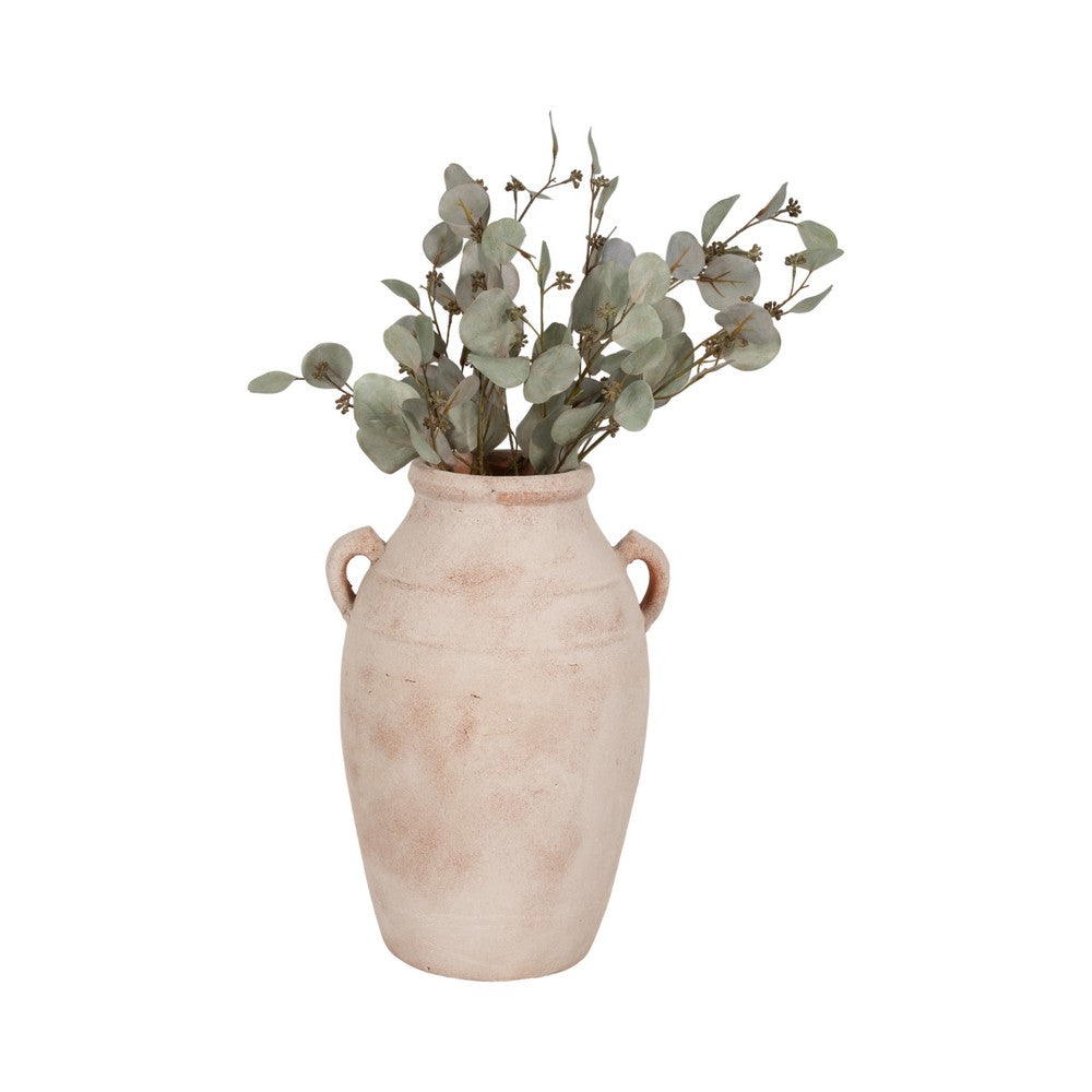 Antique Inspired Flower Vase | 19" Weathered White Terracotta Finish