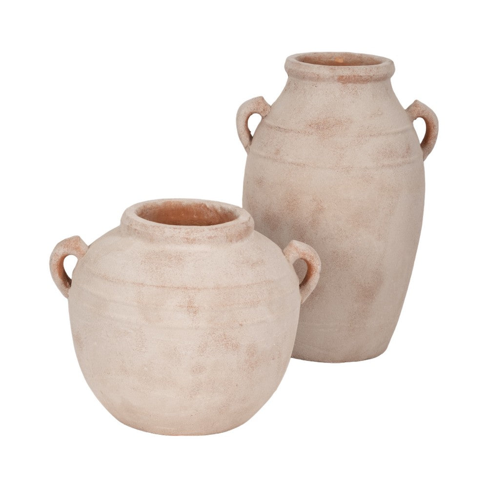 Antique Inspired Flower Vase | 19" Weathered White Terracotta Finish