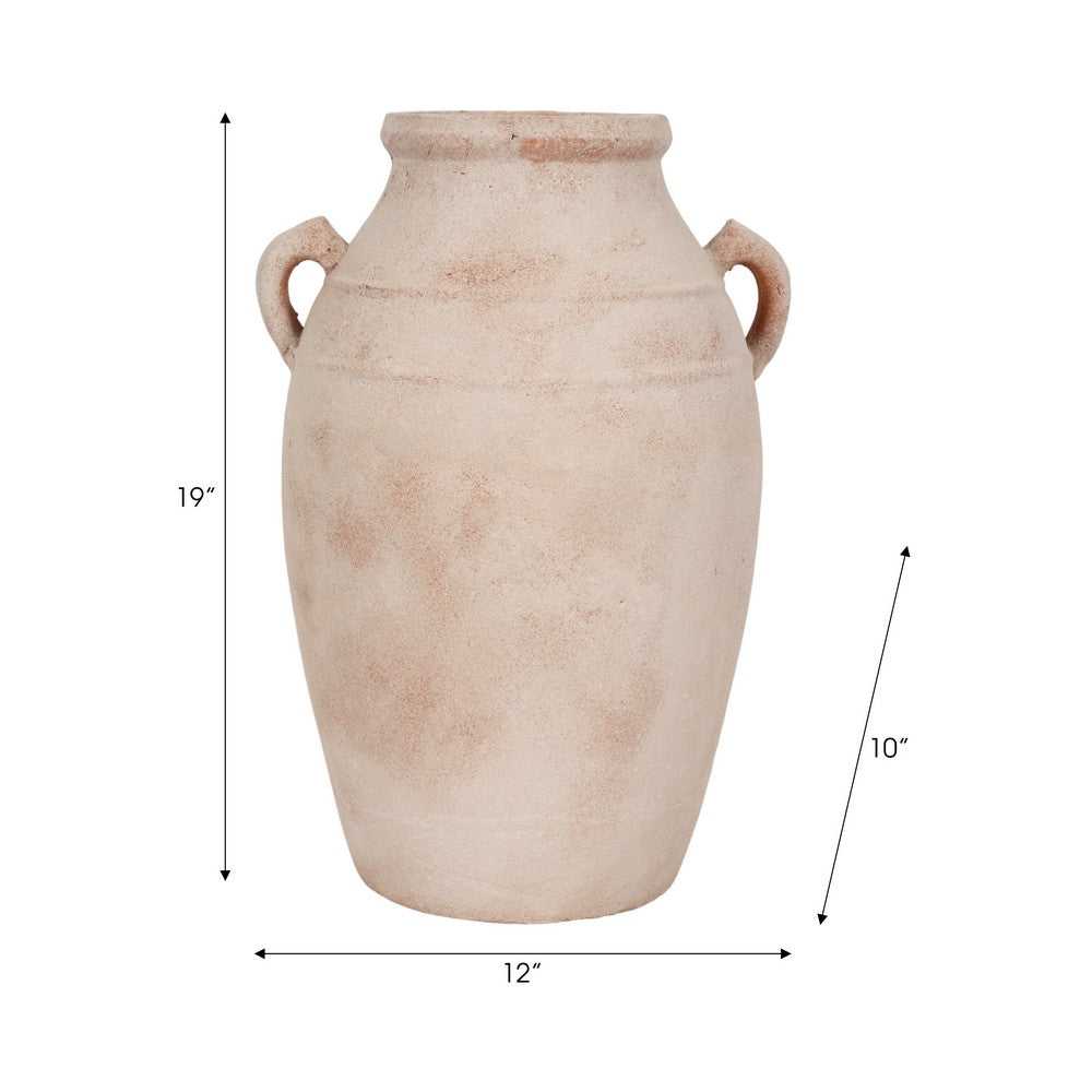 Antique Inspired Flower Vase | 19" Weathered White Terracotta Finish