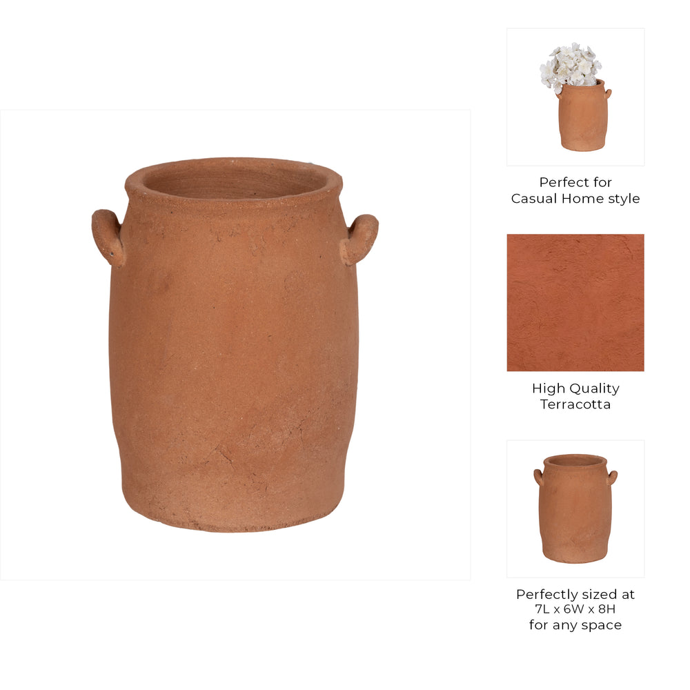Zach Traditional Vase with Side Loop Handles | Red Terracotta 8"