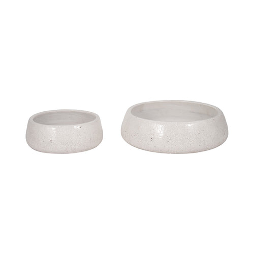 Succulent Planter Bowls Set of 2 | White Terracotta |10", 14" Round