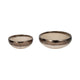 Decorative Accent Bowl Set of 2 | Mud Gray Finish w Gold Rim Accent