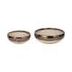 Decorative Accent Bowl Set of 2 | Mud Gray Finish w Gold Rim Accent