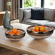 Decorative Accent Bowl Set of 2 | Mud Gray Finish w Gold Rim Accent