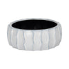 Decorative Bowl | White & Blue Wavy Sea Urchin Patterned Ceramic