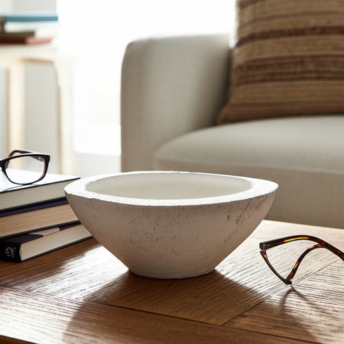 Decorative Bowl | Rounded Edge & Tapered Body | Rough White Terracotta