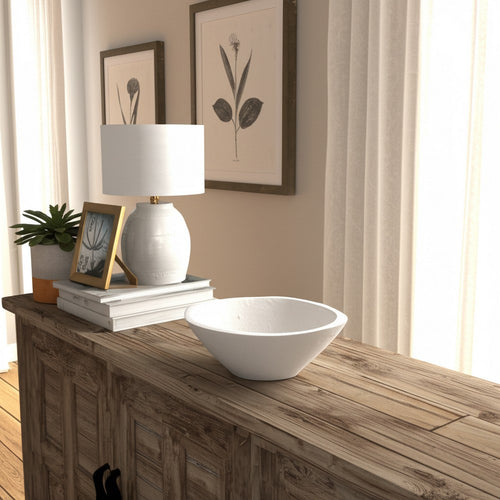 Decorative Bowl | Rounded Edge & Tapered Body | Rough White Terracotta