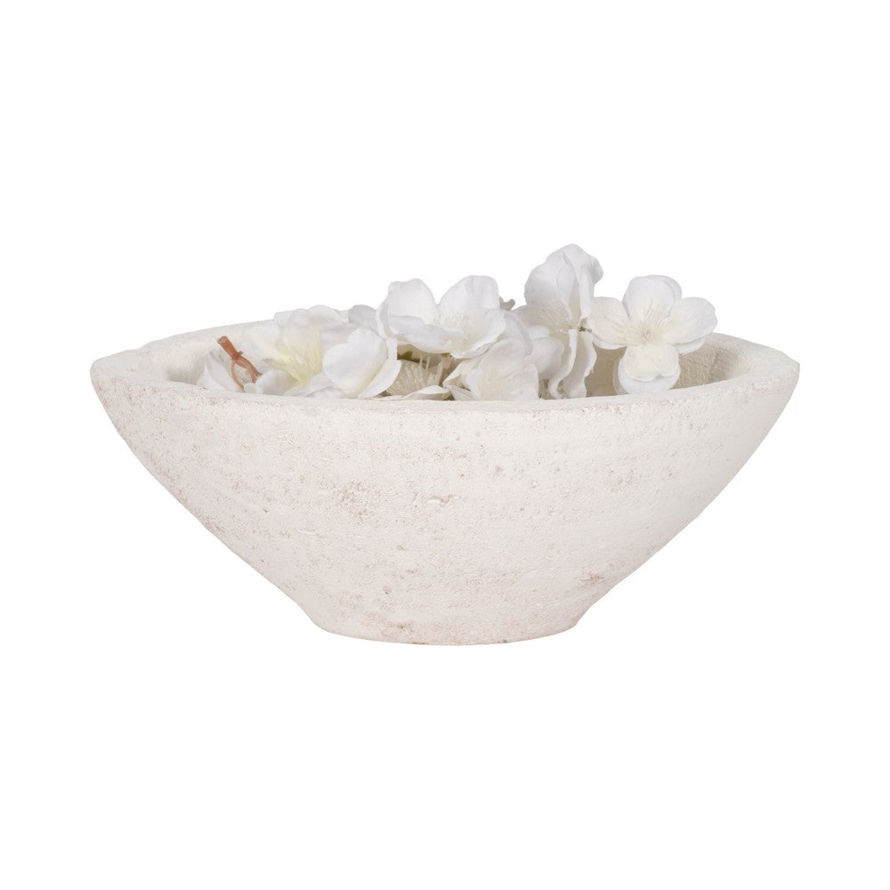 Decorative Bowl | Rounded Edge & Tapered Body | Rough White Terracotta