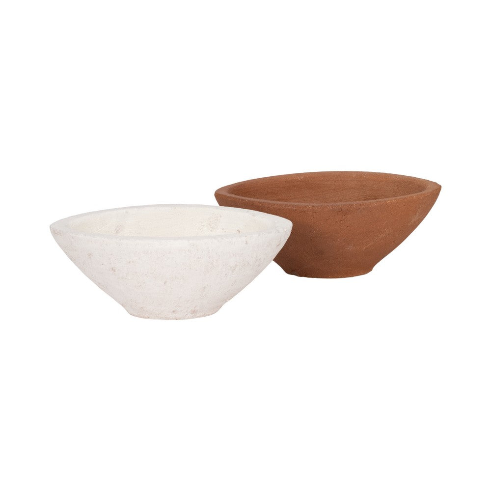 Decorative Bowl | Rounded Edge & Tapered Body | Rough White Terracotta