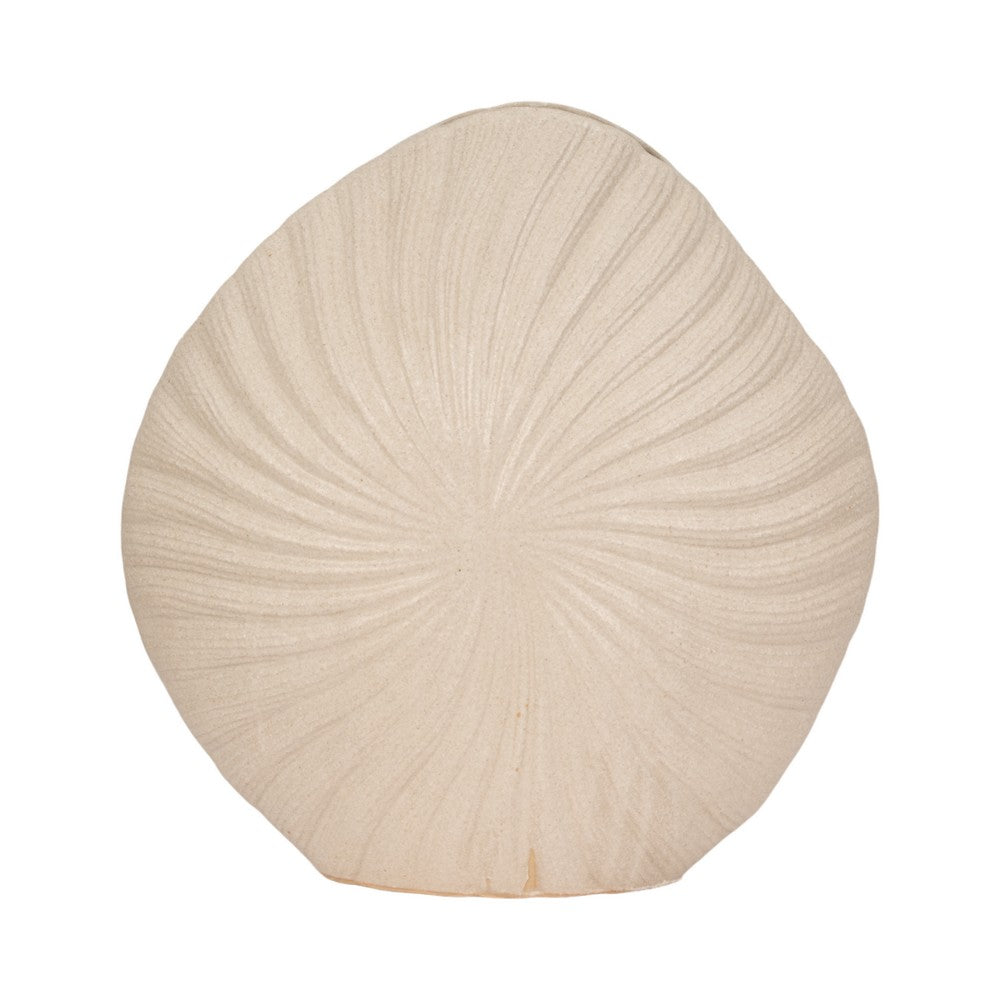 Coastal Shell Vase | White Sand Ceramic Decorative Accent | 23"