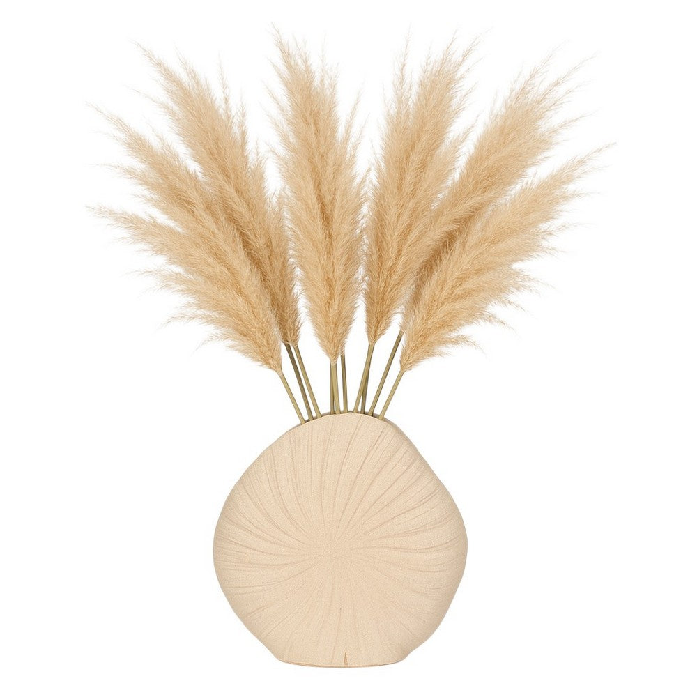 Coastal Shell Vase | White Sand Ceramic Decorative Accent | 23"