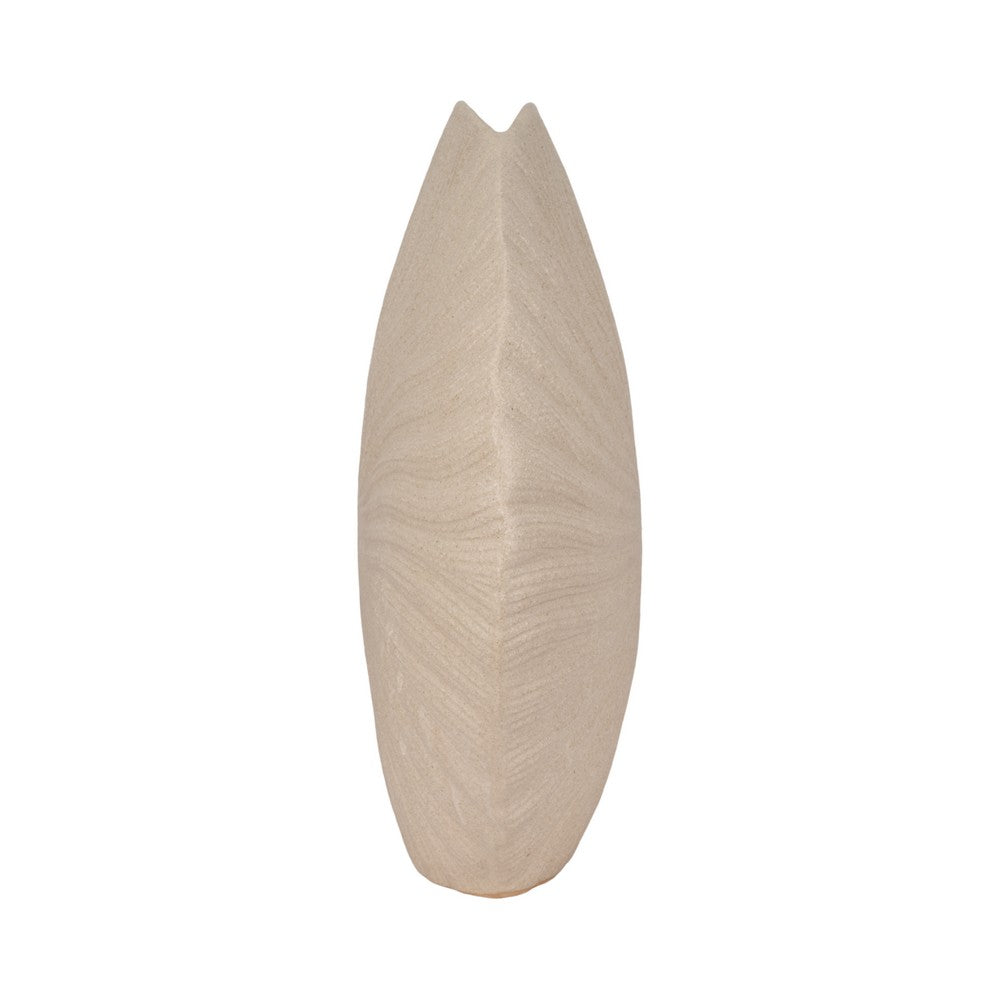 Coastal Shell Vase | White Sand Ceramic Decorative Accent | 23"