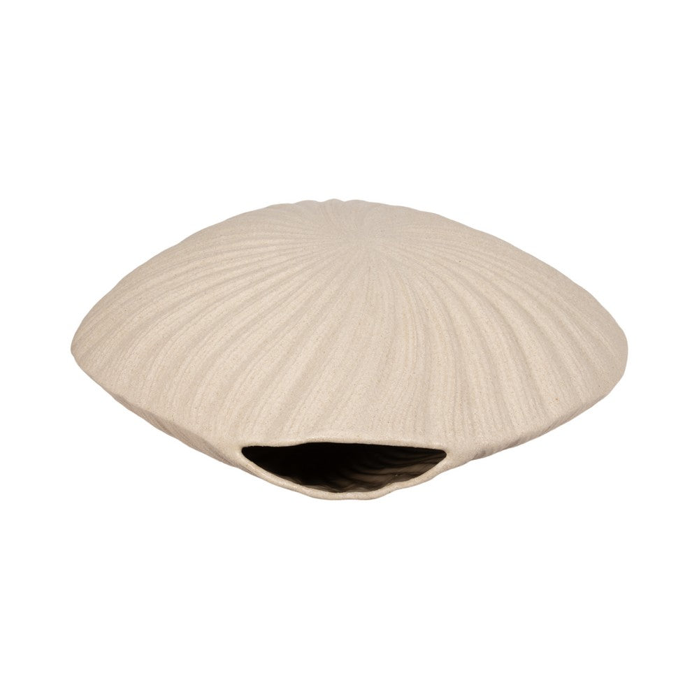 Coastal Shell Vase | White Sand Ceramic Decorative Accent | 23"