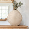 Coastal Shell Vase | White Sand Ceramic Decorative Accent | 23"