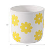 Decorative Planter | Yellow Daisy Flowers on Modern White Polyresin 6"