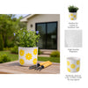 Decorative Planter | Yellow Daisy Flowers on Modern White Polyresin 6"
