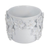 Nels Decorative Planter | Raised Flower Detailwork | White Ceramic 6"