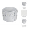 Nels Decorative Planter | Raised Flower Detailwork | White Ceramic 6"