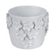 Outdoor Decorative Planter | Artful 3D Raised Floral Applique | 7" White