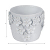 Outdoor Decorative Planter | Artful 3D Raised Floral Applique | 7" White