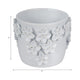 Outdoor Decorative Planter | Artful 3D Raised Floral Applique | 7" White