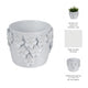 Outdoor Decorative Planter | Artful 3D Raised Floral Applique | 7" White
